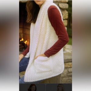 Chicos Zenergy Cardigan Fuzzy Open Front Vest Pink Size 3 (16-18)